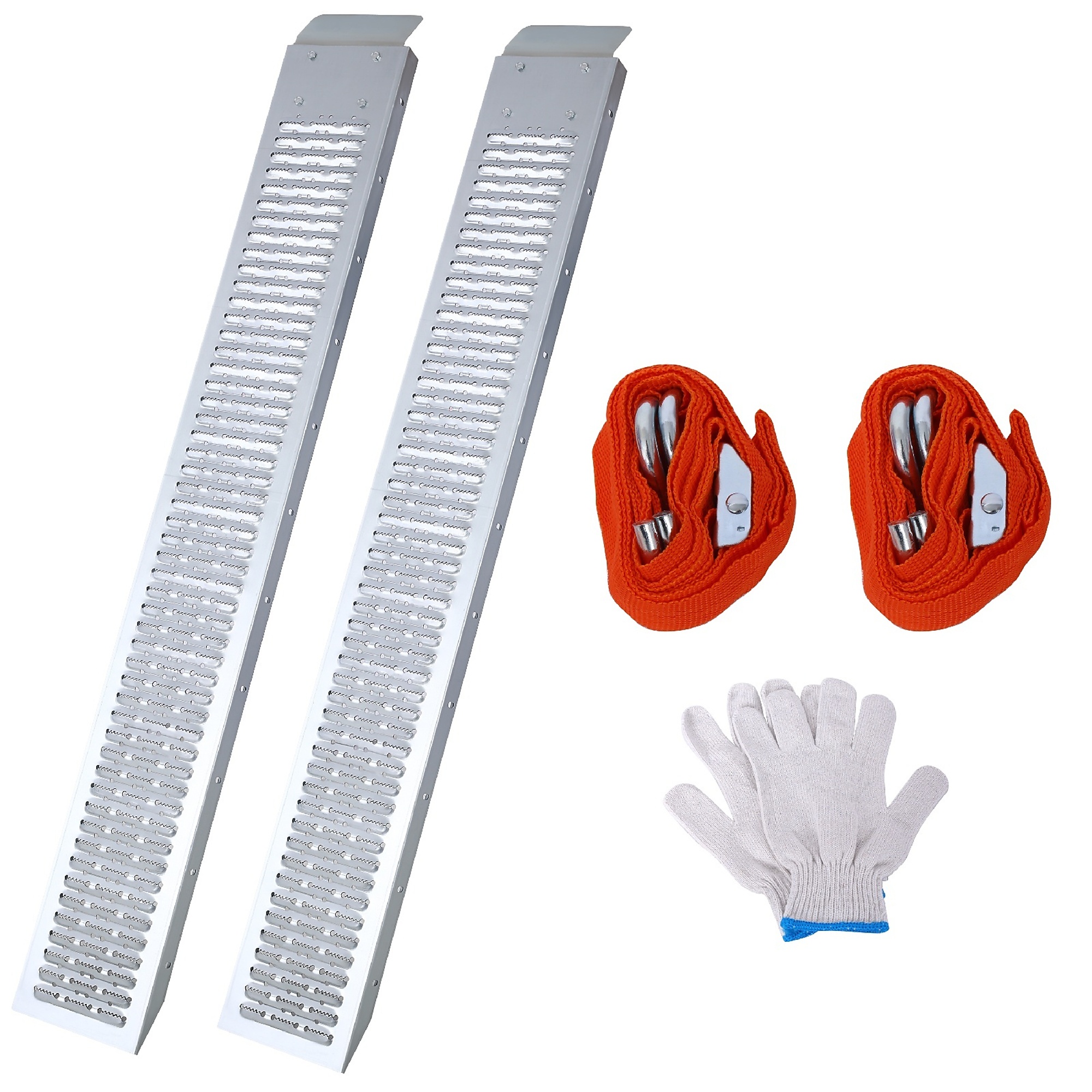 BlackTeck Steel Folding Loading Ramps — 66in., 960-Lb. Capacity, Includes Tie Straps and Gloves, Model# N2-203699